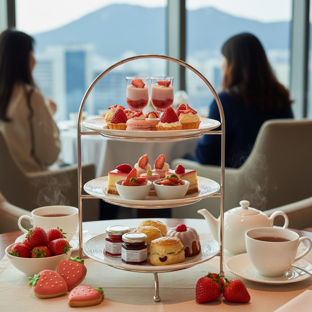 그랜드 하얏트 서울 딸기 세레나데 애프터눈 티 스탠드와 디저트