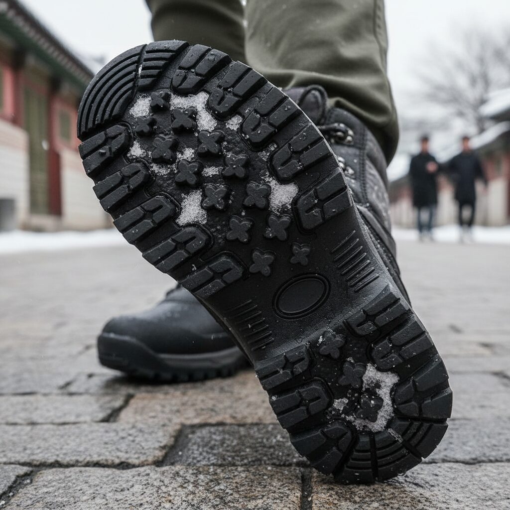 방한 부츠 미끄럼방지 깊은 홈 패턴 밑창