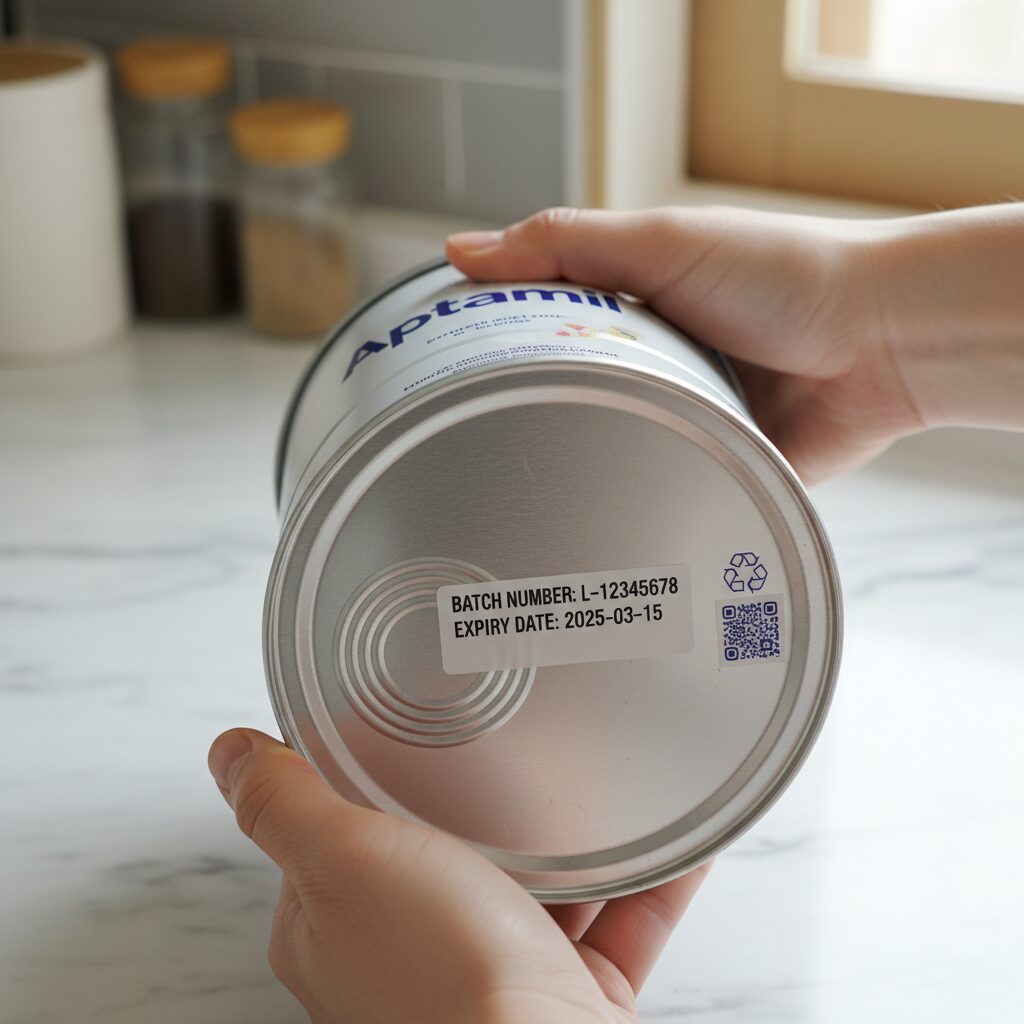 압타밀 리콜 사태 정리와 확인 방법 압타밀 분유 통 바닥에 표시된 배치 번호와 유통기한 위치 확인