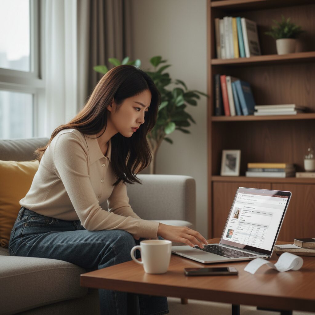 소비자가 온라인에서 가격을 비교 분석하는 모습