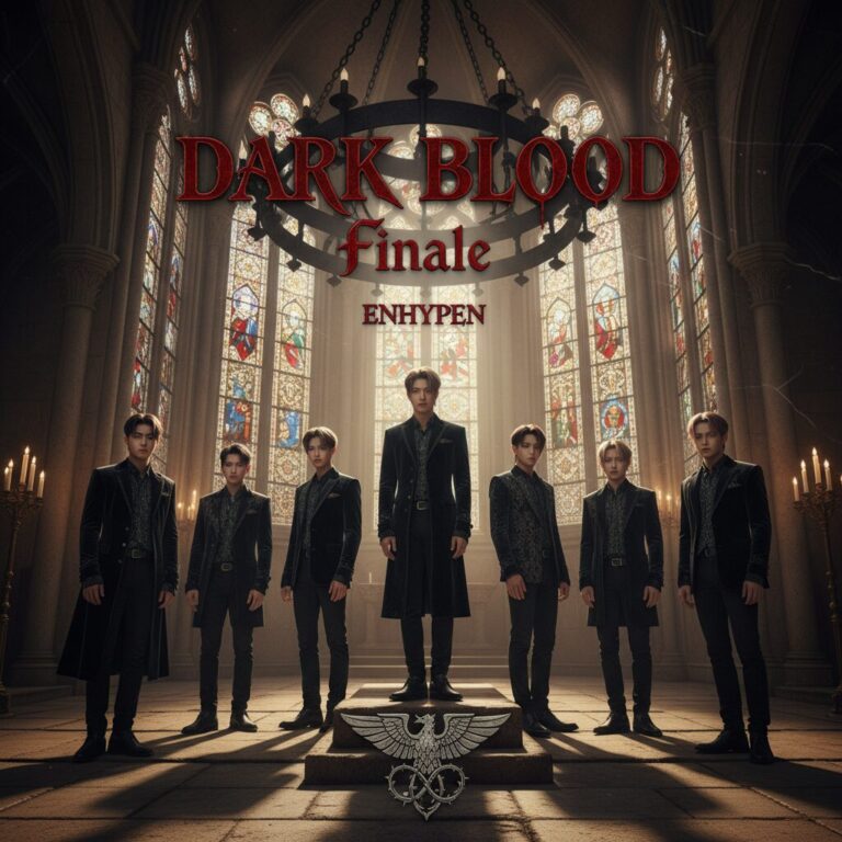 엔하이픈 컴백 포스터 DARK BLOOD Finale 타이포그래피와 고딕풍 디자인