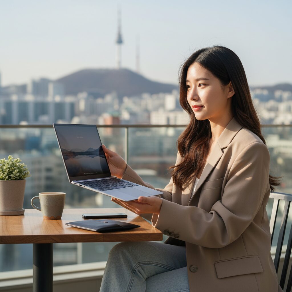 갤럭시북6 프로 얇은 두께와 휴대성 강조 사진
