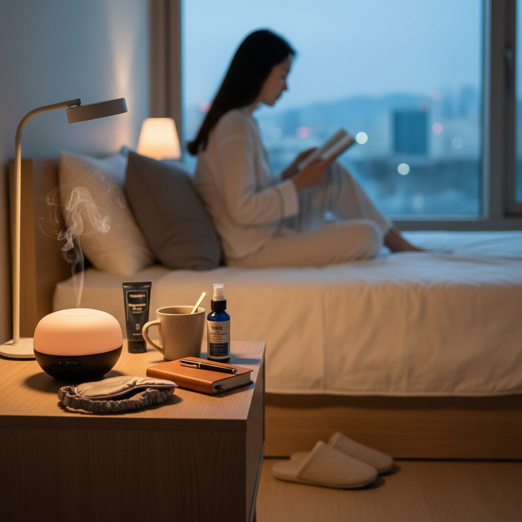 편안한 수면을 위한 저녁 루틴 아이콘