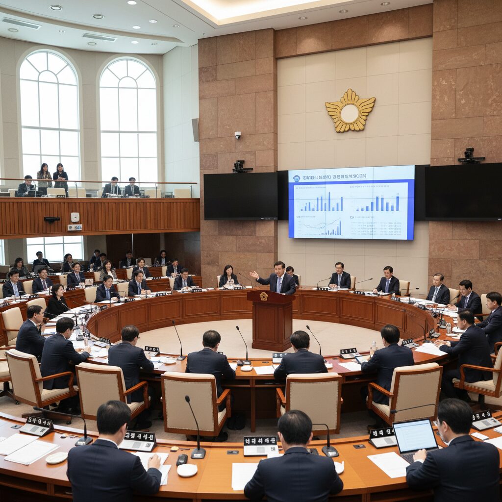 국회에서 국민연금 개혁 관련 토론이 진행되고 있는 모습