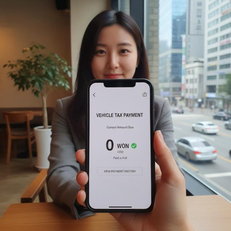 모바일 화면에 자동차세 납부금액 0원 표시