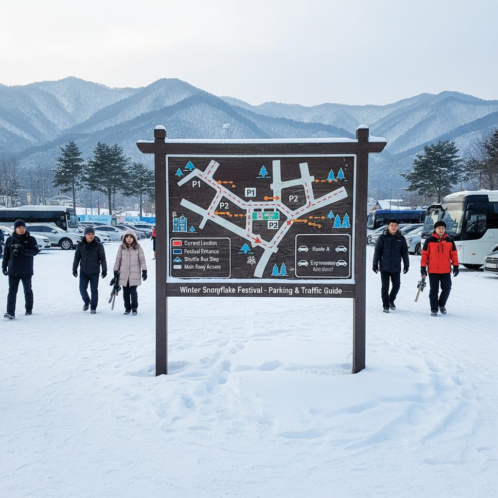 대관령 눈꽃축제 주차장 위치와 교통 안내 지도