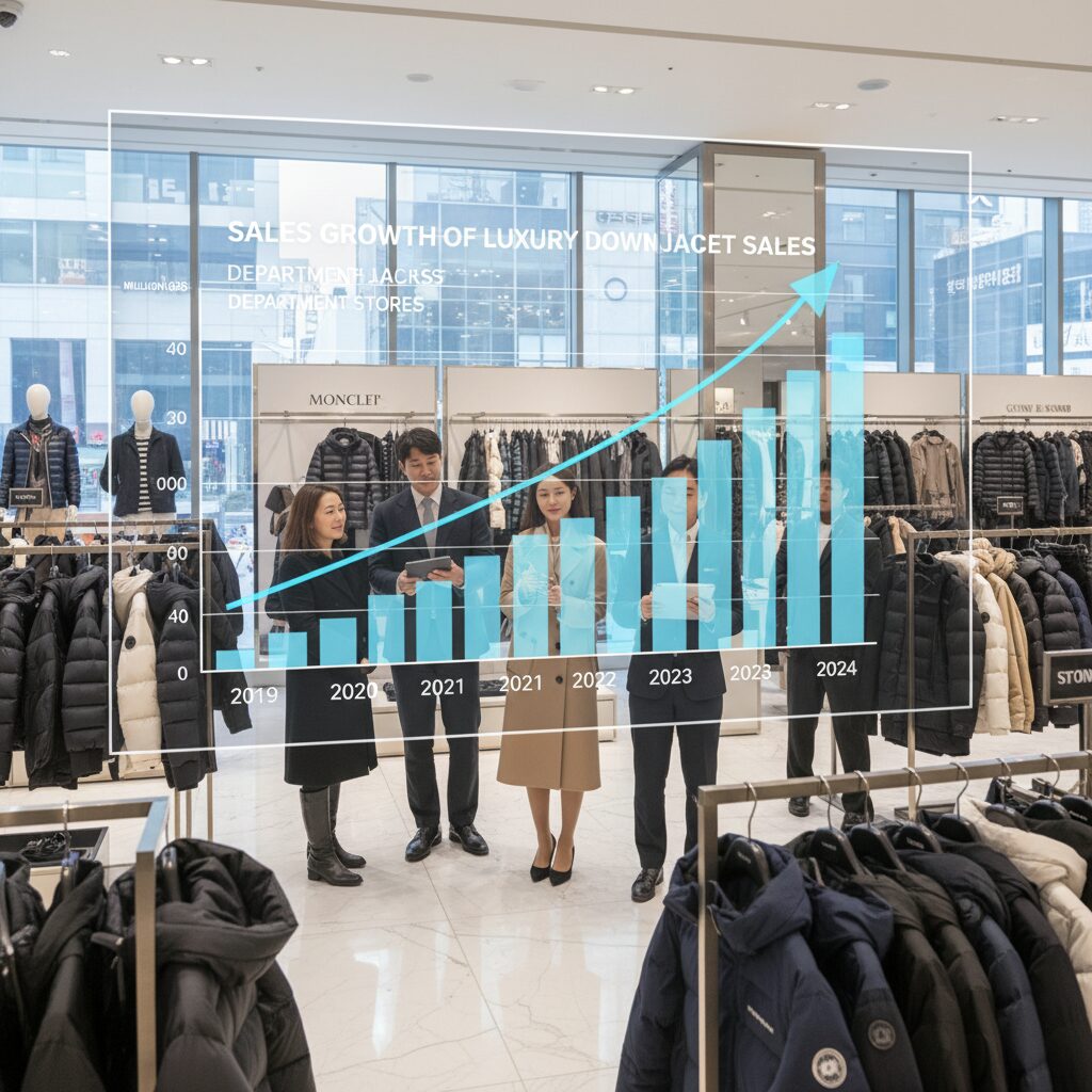 백화점 명품 패딩 매출 증가 그래프