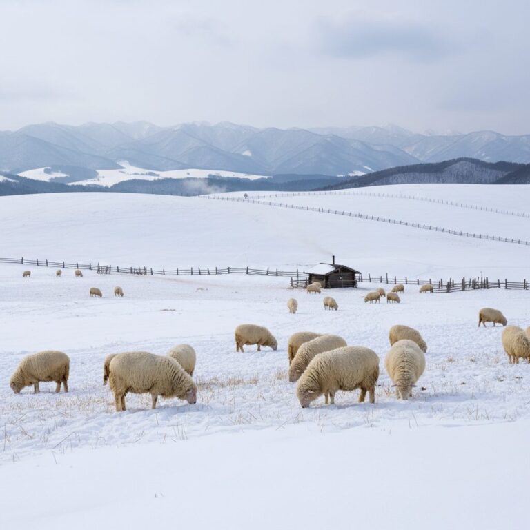 평창 대관령 양떼목장 겨울 풍경과 양들