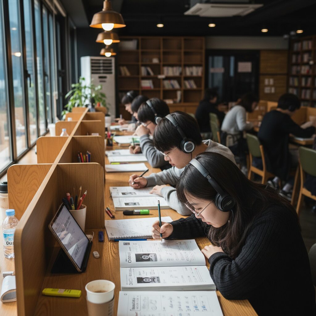 토익 리스닝 파트별 문제 풀이 집중하는 모습