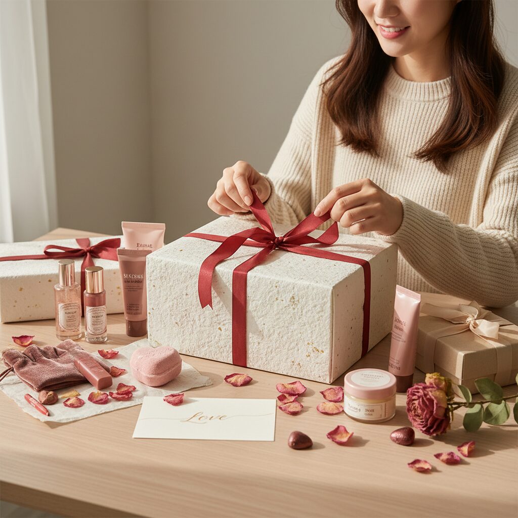 발렌타인데이를 위한 뷰티 선물 세트 포장
