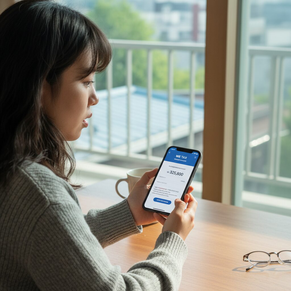 위택스 환급금 조회 화면 모바일에서 확인하는 모습