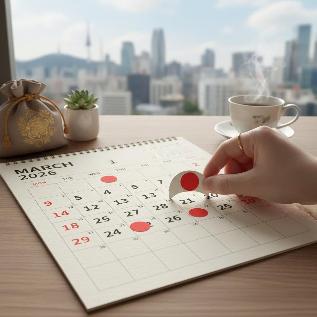 2026년 3월 달력에 손없는날 표시된 이미지
