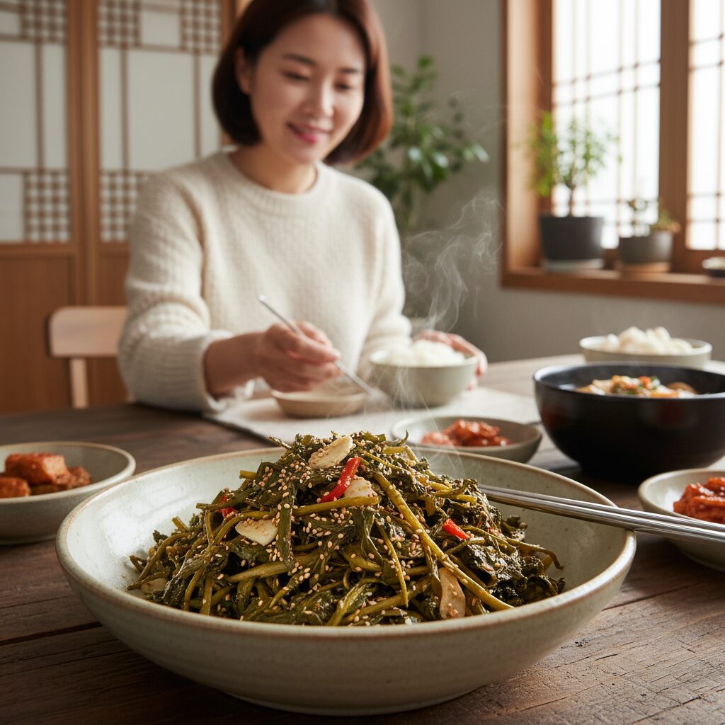 볶아 완성된 고소한 아주까리나물