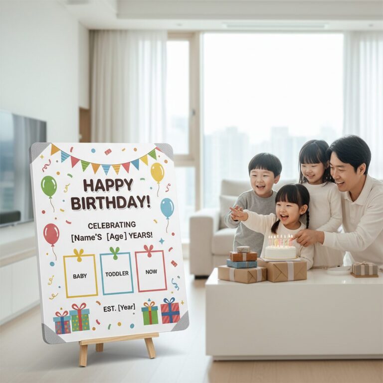 폼 보드로 만든 내구성 좋은 생일판 예시