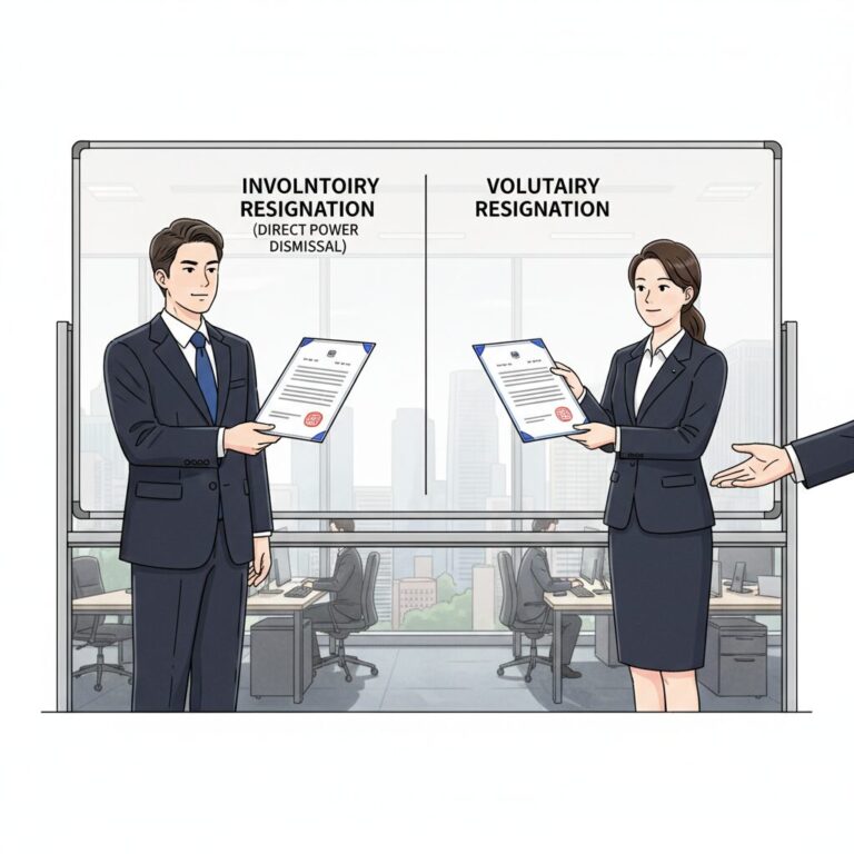 직권면직과 의원면직 개념을 설명하는 일러스트