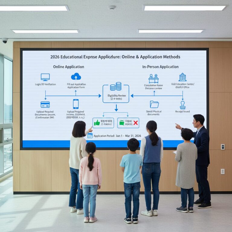2026년 교육비 신청 절차 다이어그램 온라인과 방문 신청 방법