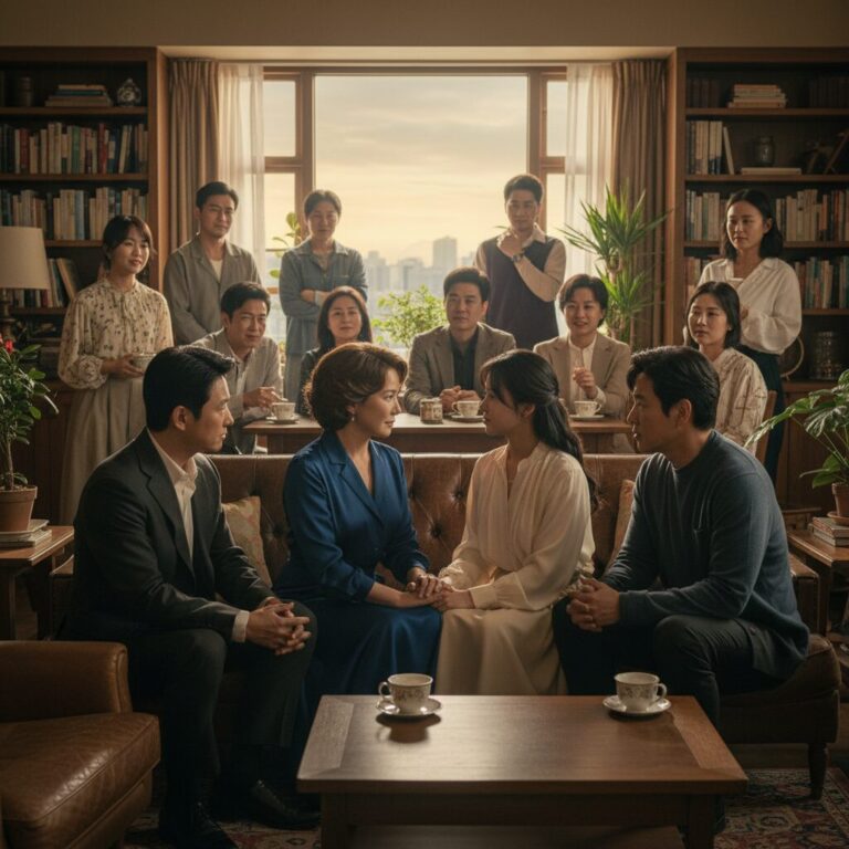 영화 에밀리아 페레즈 한 장면에서 주인공들이 함께 있는 모습