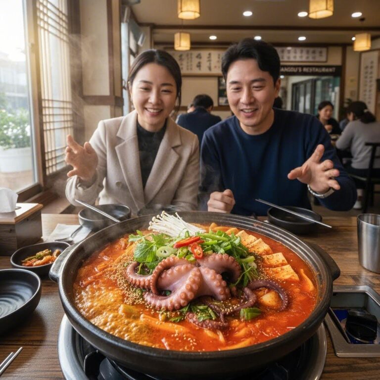 인천공항 맛집 짱구네의 대표 메뉴 빨간거 산낙지 전골