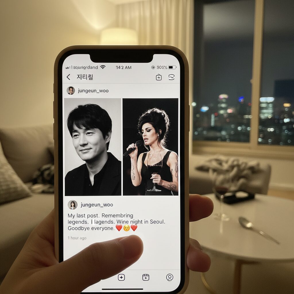 정은우 마지막 인스타그램 게시물 장국영 에이미 와인하우스 사진