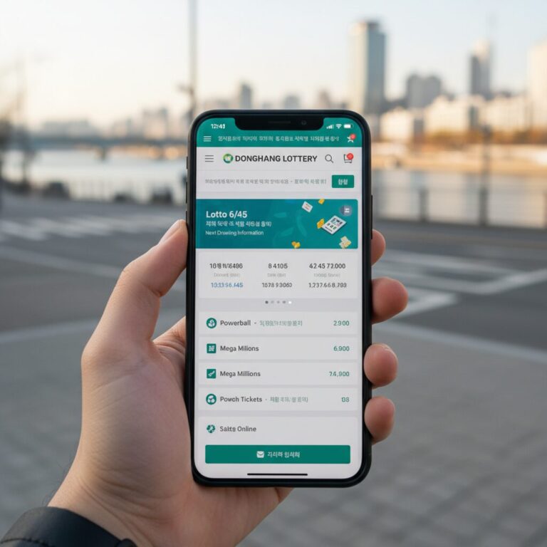 스마트폰 화면에 표시된 동행복권 모바일 홈페이지 모습