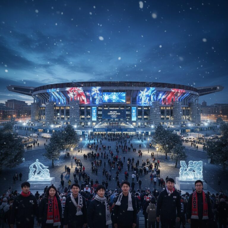 2026 밀라노 동계올림픽 개막식이 열리는 산 시로 스타디움 야경