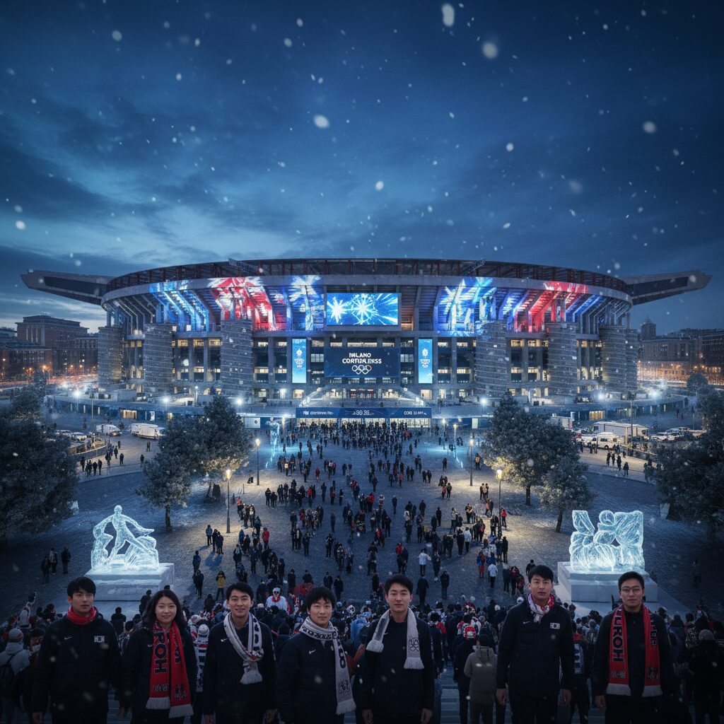 2026 밀라노 동계올림픽 개막식이 열리는 산 시로 스타디움 야경