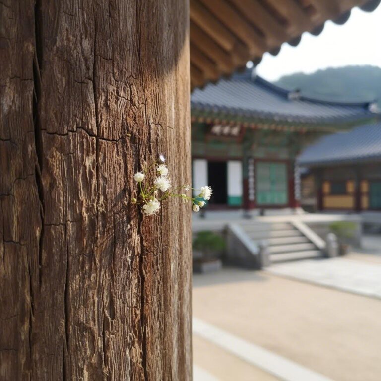 통도사 천왕문 기둥에 핀 우담바라꽃 클로즈업 사진