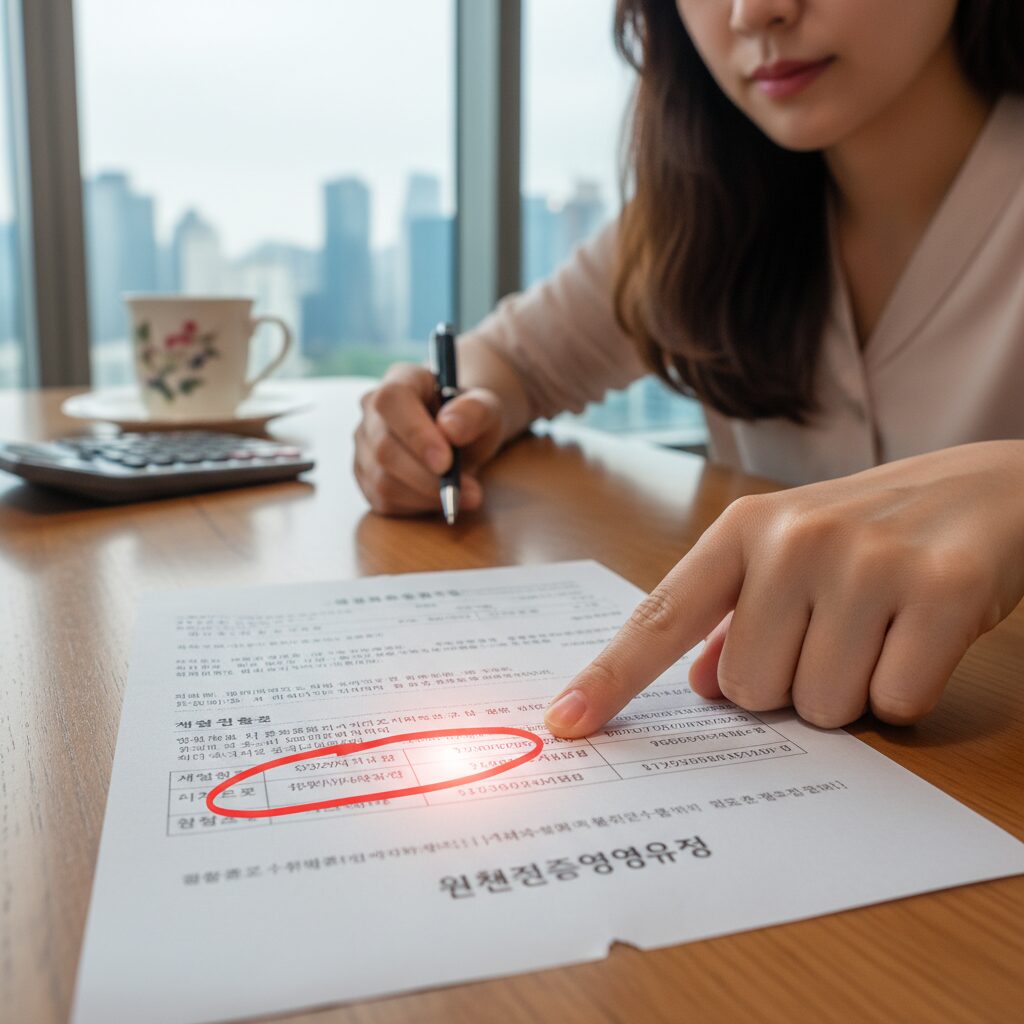 원천징수영수증 하단의 세액명세란에서 차감징수세액 항목이 강조된 이미지