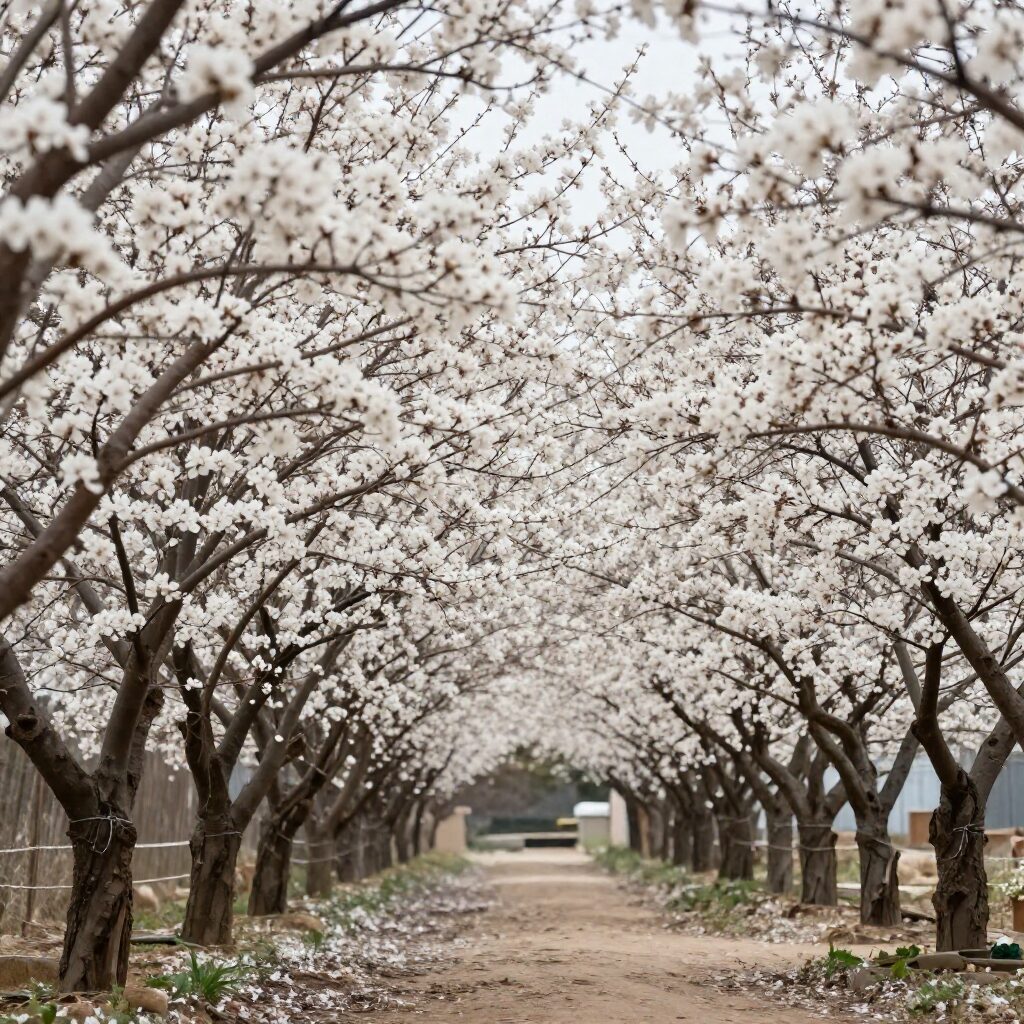 해남 보해매실농원 하얀 매화꽃이 만든 아치형 터널 풍경