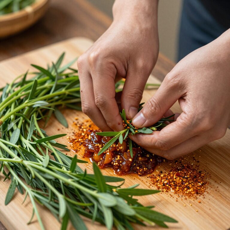 깨끗이 손질된 달래와 간장 고춧가루 등 양념 재료가 준비된 모습