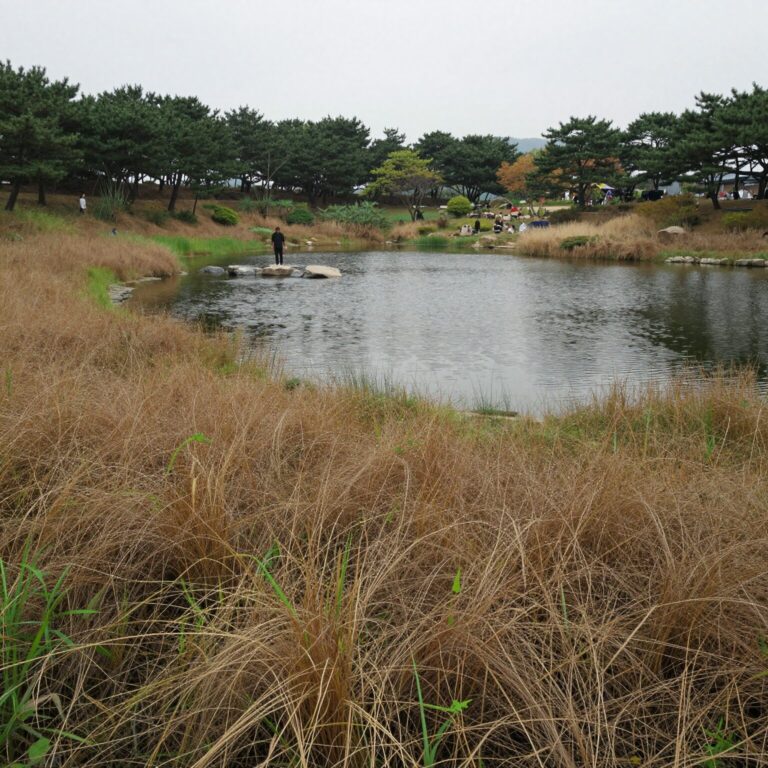 면천 골정지 연못과 건곤일초정 정자 풍경