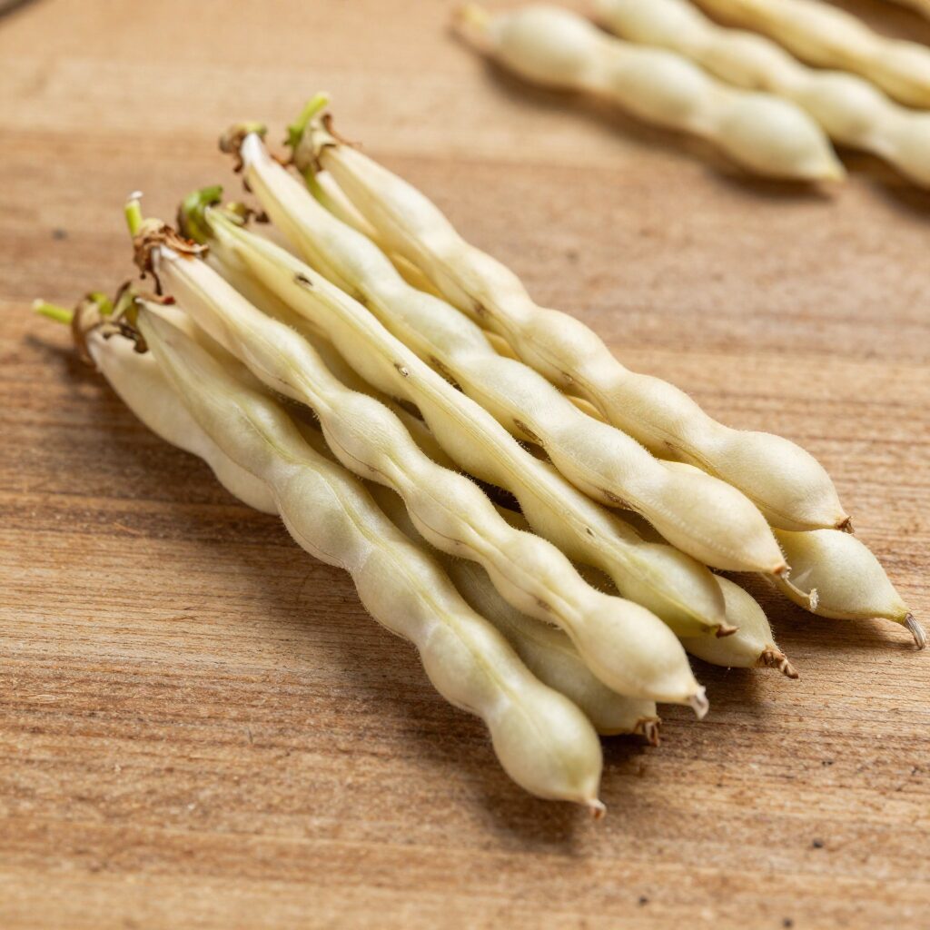 통통하게 익은 완두콩 꼬투리 수확