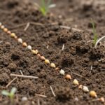 봄 텃밭을 위해 흙 위에 놓인 완두콩 감자 시금치 씨앗들