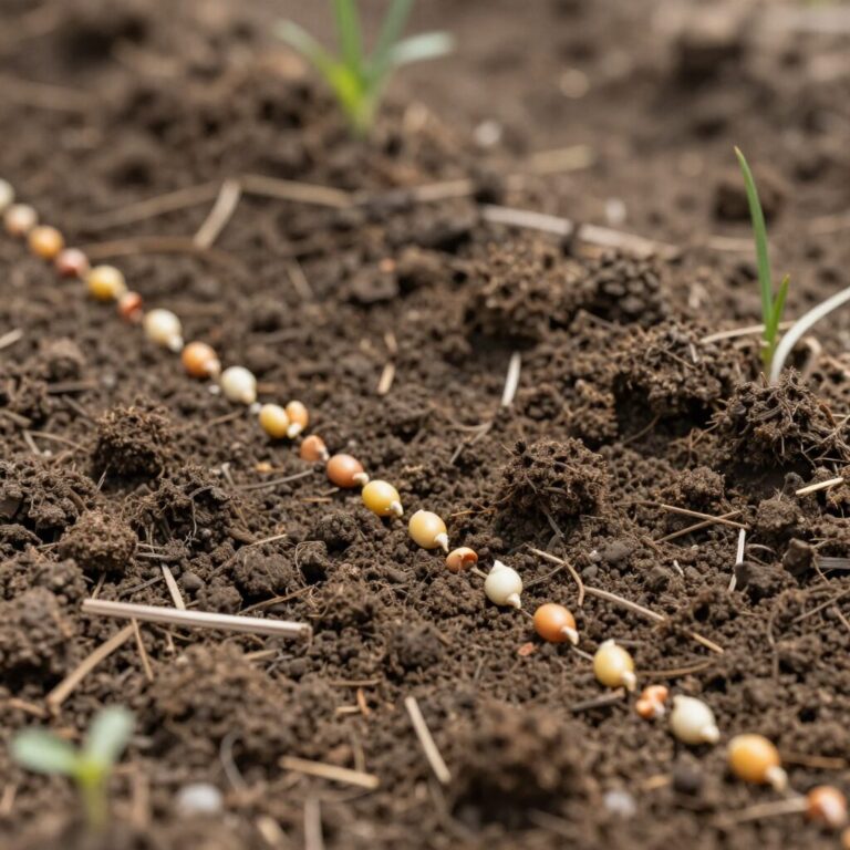 봄 텃밭을 위해 흙 위에 놓인 완두콩 감자 시금치 씨앗들