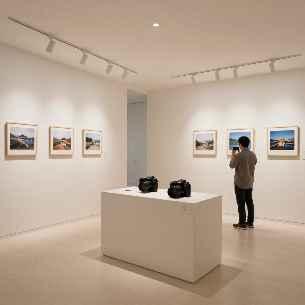 따뜻하고 깔끔한 인테리어의 사진관 내부 모습