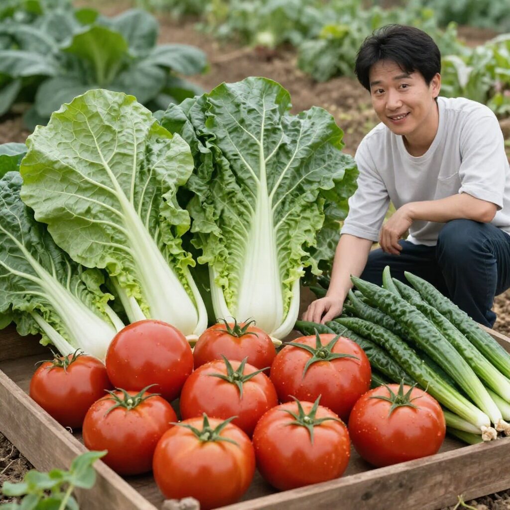 인천 텃밭에서 수확한 상추 애호박 방울토마토 고추 등 다양한 농산물