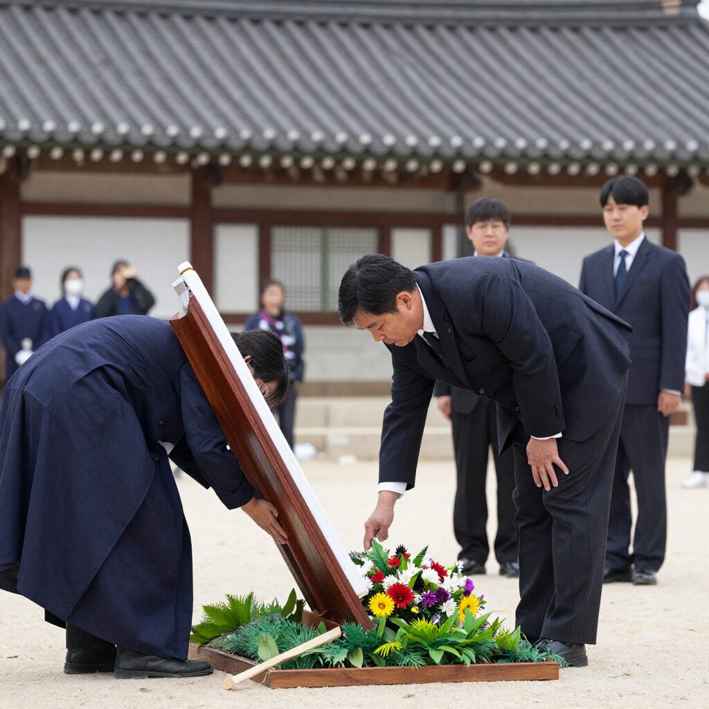 서해수호의 날 기념식 현장에서 헌화 및 분향을 진행하는 모습