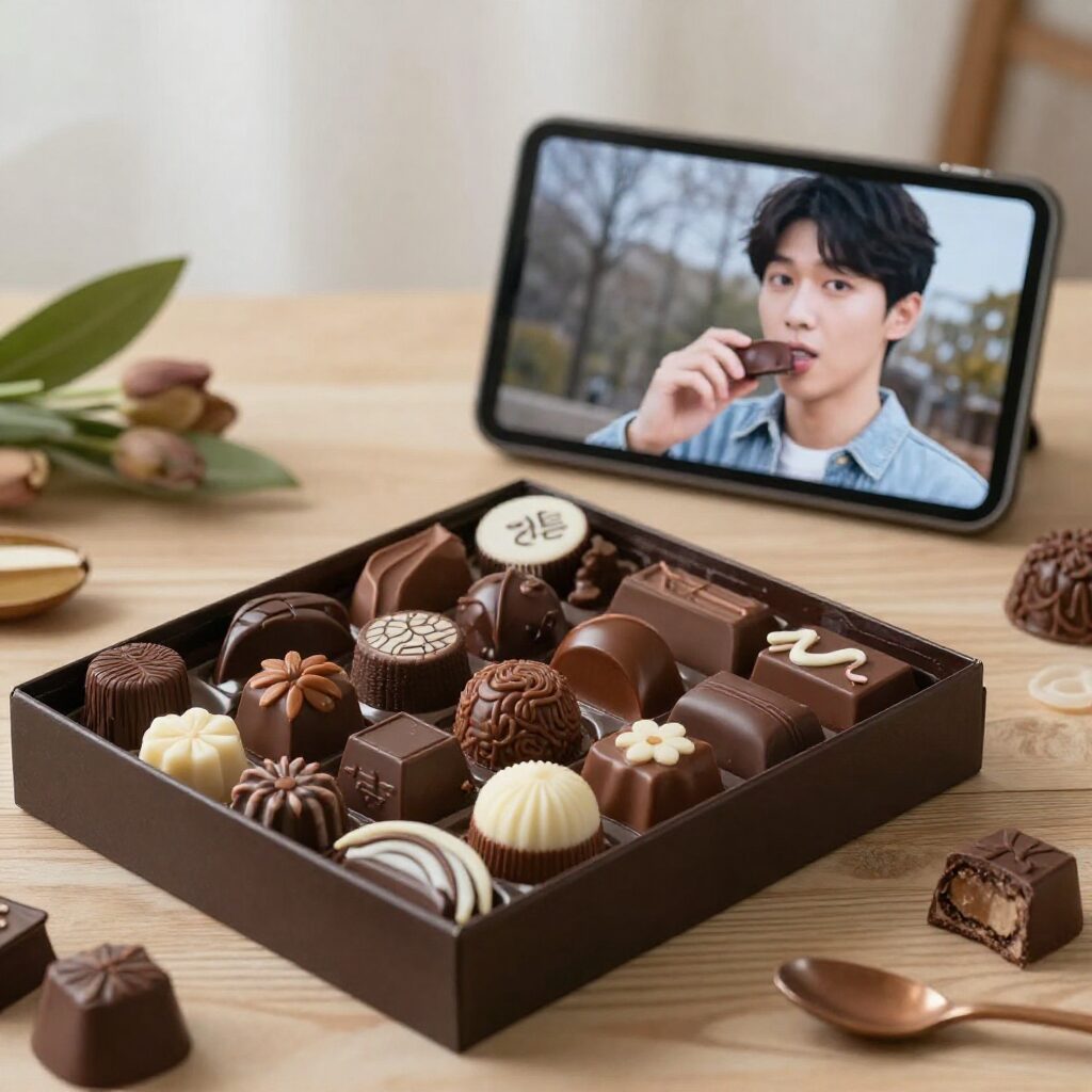 화이트데이를 위한 특별 제작 초콜릿 세트