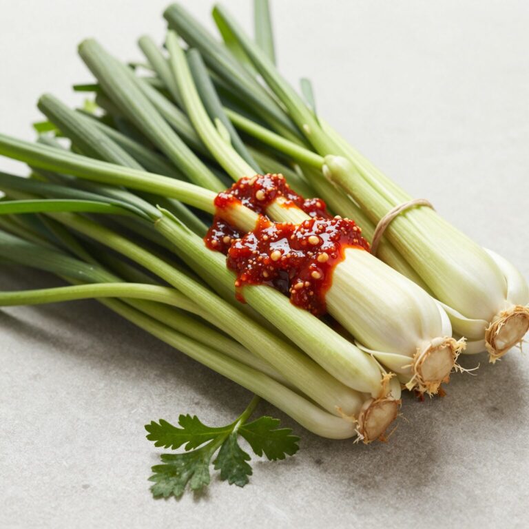 싱싱한 참죽나물과 고추장 양념 재료가 준비된 사진