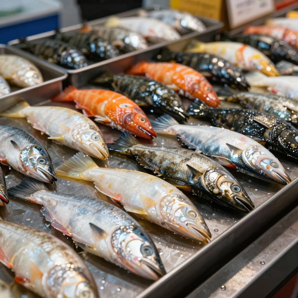 삿포로 장외시장 키타노구루메테이에서 털게 사시미와 찜이 담긨 접시