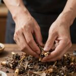 손질된 삼나물을 데치고 무치는 과정