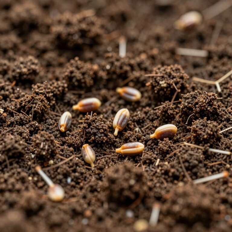 파드득나물 씨앗을 흙에 1cm 깊이로 뿌린 후 얇게 덮는 모습